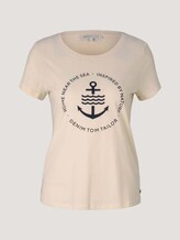 T-Shirt mit Logo-Print aus nachhaltiger Baumwolle - Frauen - soft creme beige T-Shirt mit Logo-Print aus nachhaltiger Baumwolle - Frauen - soft creme beige - 7 - TOM TAILOR Denim