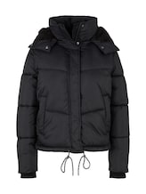 TOM TAILOR DENIM Damen Puffer-Jacke mit abnehmbarer Kapuze - REPREVE(R) Our Ocean(R), schwarz, Gr. XL