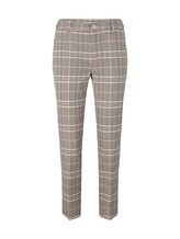 TOM TAILOR DENIM Damen Cigarette Hose mit Karomuster, weiß, Karomuster, Gr. M
