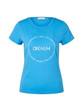 TOM TAILOR DENIM Damen T-Shirt mit Logo Print, blau, Logo Print, Gr. XS