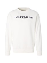 TOM TAILOR Herren Sweatshirt mit Logoprint, weiß, Logo Print, Gr. XL