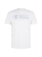 TOM TAILOR Herren T-Shirt mit Logo Print, weiß, Logo Print, Gr. S