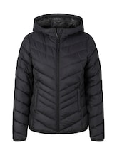 TOM TAILOR DENIM Damen Lightweight Jacke mit recyceltem Polyester, schwarz, Uni, Gr. M