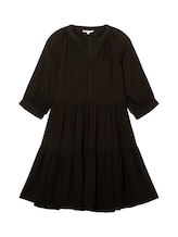 TOM TAILOR DENIM Damen Kleid mit Volants, schwarz, Uni, Gr. S