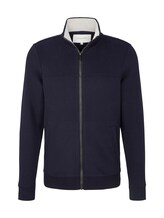 TOM TAILOR Herren Sweatjacke mit Ziernaht, blau, Uni, Gr. L