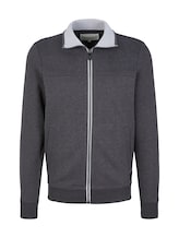 TOM TAILOR Herren Sweatjacke mit Ziernaht, grau, Uni, Gr. L