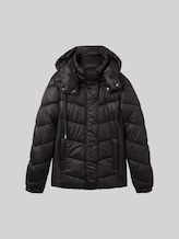 TOM TAILOR Damen Pufferjacke mit recyceltem Polyester, schwarz, Uni, Gr. XS