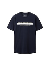 TOM TAILOR DENIM Herren T-Shirt mit Logo Print, blau, Logo Print, Gr. XL