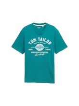 TOM TAILOR Herren T-Shirt mit Logo-Print, grün, Uni, Gr. XXL