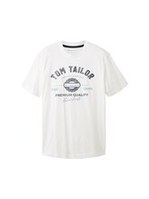 TOM TAILOR Herren T-Shirt mit Logo Print, weiß, Logo Print, Gr. L