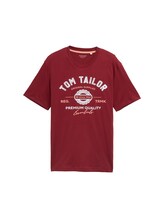 TOM TAILOR Herren T-Shirt mit Logo-Print, rot, Uni, Gr. XL