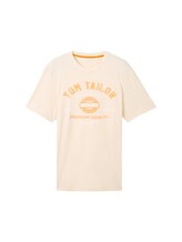 TOM TAILOR Herren T-Shirt mit Logo Print, braun, Logo Print, Gr. L