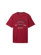 TOM TAILOR Herren T-Shirt mit Logo Print, rot, Logo Print, Gr. L