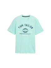 TOM TAILOR Herren T-Shirt mit Logo-Print, grün, Uni, Gr. M