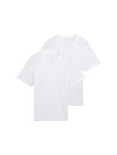 TOM TAILOR Herren Basic T-Shirt im Doppelpack, weiß, Uni, Gr. XXL