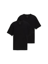 TOM TAILOR Herren Basic T-Shirt im Doppelpack, schwarz, Uni, Gr. M