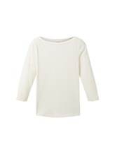 TOM TAILOR Damen 3/4 Arm Shirt mit Bio-Baumwolle, weiß, Uni, Gr. XL