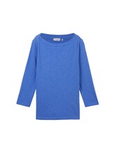 TOM TAILOR Damen 3/4 Arm Shirt mit Bio-Baumwolle, blau, Gr. M