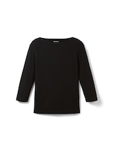 TOM TAILOR Damen 3/4 Arm Shirt mit Bio-Baumwolle, schwarz, Uni, Gr. S