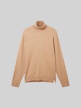 TOM TAILOR Herren Strickpullover mit Rollkragen, braun, Meliert, Gr. XXL