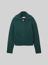 TOM TAILOR DENIM Damen Strickjacke mit recyceltem Polyester, grün, Meliert, Gr. S