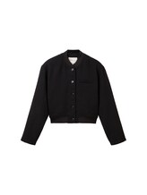 TOM TAILOR DENIM Damen Bouclé Blazer, schwarz, Uni, Gr. XXL