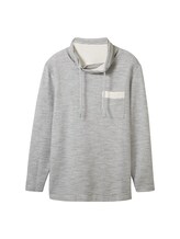 TOM TAILOR Herren Langarmshirt mit Snood, weiß, Melange Optik, Gr. XXXL