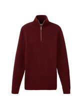 TOM TAILOR Herren Troyer Strickpullover mit recyceltem Polyester, rot, Uni, Gr. XXL