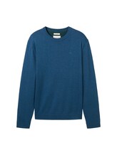 TOM TAILOR Herren Strickpullover mit Rundhalsausschnitt, blau, Uni, Gr. L