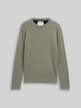 TOM TAILOR Herren Basic Strickpullover aus Baumwolle, grün, Meliert, Gr. XXL