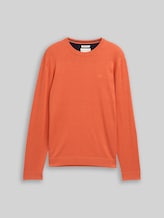 TOM TAILOR Herren Basic Strickpullover aus Baumwolle, rot, Meliert, Gr. XXL