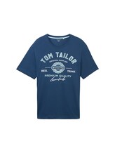 TOM TAILOR Herren Plus - T-Shirt mit Logo Print, blau, Logo Print, Gr. 2XL