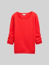 TOM TAILOR DENIM Damen Sweatshirt mit Raffungen, rot, Uni, Gr. XS