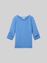 TOM TAILOR DENIM Damen Sweatshirt mit Raffungen, blau, Uni, Gr. M