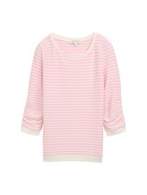 TOM TAILOR DENIM Damen Sweatshirt mit Streifenmuster, rosa, Gestreift, Gr. M