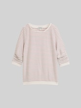 TOM TAILOR DENIM Damen Sweatshirt mit Streifenmuster, rosa, Gestreift, Gr. S