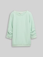 TOM TAILOR DENIM Damen Sweatshirt mit Streifenmuster, grün, Gestreift, Gr. M