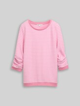 TOM TAILOR DENIM Damen Sweatshirt mit Streifenmuster, rosa, Gestreift, Gr. XL