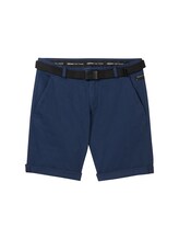 TOM TAILOR DENIM Herren Chinoshorts mit Gürtel, blau, Uni, Gr. XL