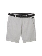 TOM TAILOR DENIM Herren Chinoshorts mit Gürtel, grau, Uni, Gr. L