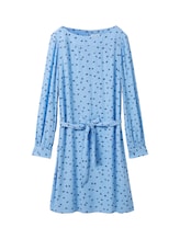 TOM TAILOR Damen Gemustertes Kleid mit LENZING(TM) ECOVERO(TM), blau, Muster, Gr. 44