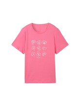 TOM TAILOR Damen T-Shirt mit Print, rosa, Print, Gr. L