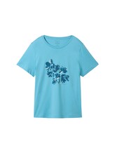 TOM TAILOR Damen T-Shirt mit Print, blau, Print, Gr. S