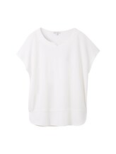 TOM TAILOR Damen T-Shirt aus Materialmix, weiß, Uni, Gr. L