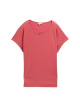 TOM TAILOR Damen T-Shirt aus Materialmix, rot, Uni, Gr. XXL