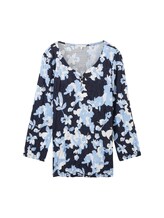 TOM TAILOR Damen Henleyshirt mit Allover-Print, blau, Allover Print, Gr. XS