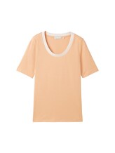 TOM TAILOR Damen Gestreiftes T-Shirt mit Bio-Baumwolle, orange, Gr. XL