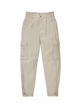 TOM TAILOR DENIM Damen Paper Bag Hose im Cargo Stil aus Lyocell, beige, Uni, Gr. XS