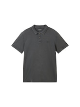 TOM TAILOR Herren Poloshirt mit Logo Stickerei, schwarz, Uni, Gr. S