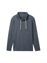 TOM TAILOR Herren Langarmshirt mit Snood, blau, Logo Print, Gr. XXXL